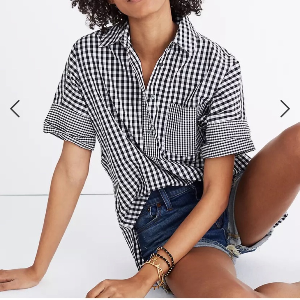 Madewell Gingham-Play Button Down Shirt size XXS